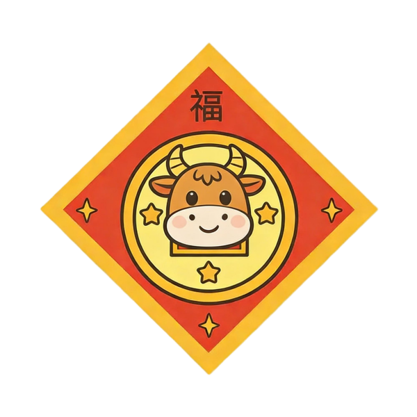 Prosperous Ox Zodiac Door Plaque (8×8)