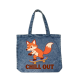 Chill Out Skater Fox Denim Tote Bag