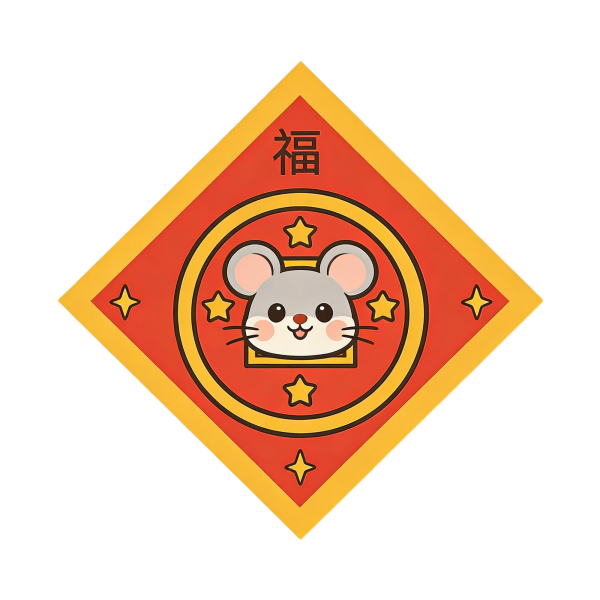 Lucky Rat Zodiac Door Plaque (8×8)