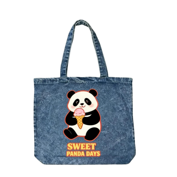 Sweet Panda Days Denim Tote Bag
